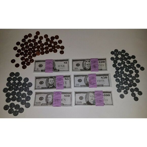 Youniverse Play Toy Money Lot Dollars Coins Pennies Nickels Dimes Cash Learning - Picture 1 of 6